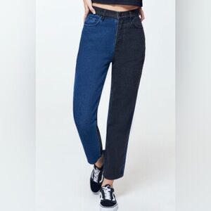 PacSun Two-Tone Night Blue High Waisted Straight Leg Jeans